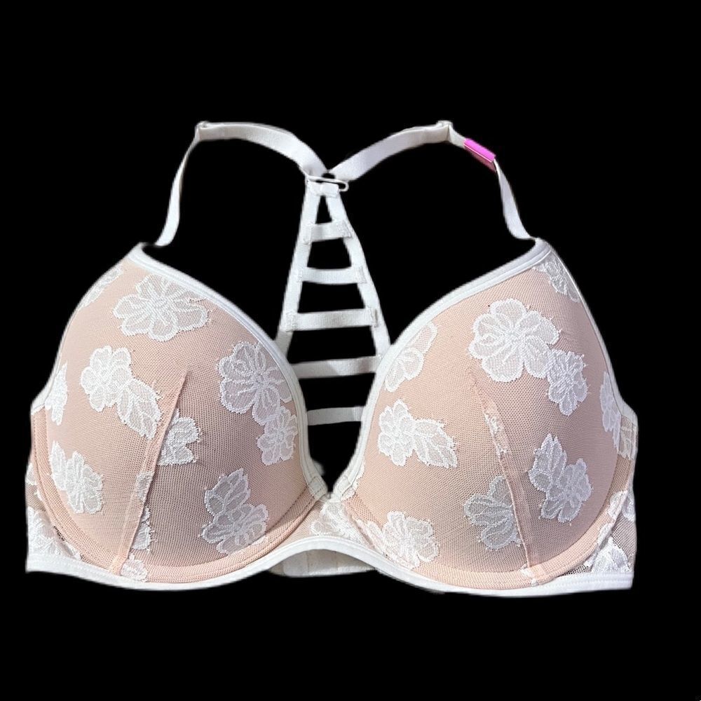 Victoria’s Secret Pink lightly lined Padded racerback front closure mesh 32DD